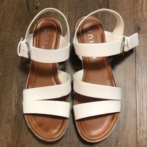 Unisa White Sandals with Small Wedge